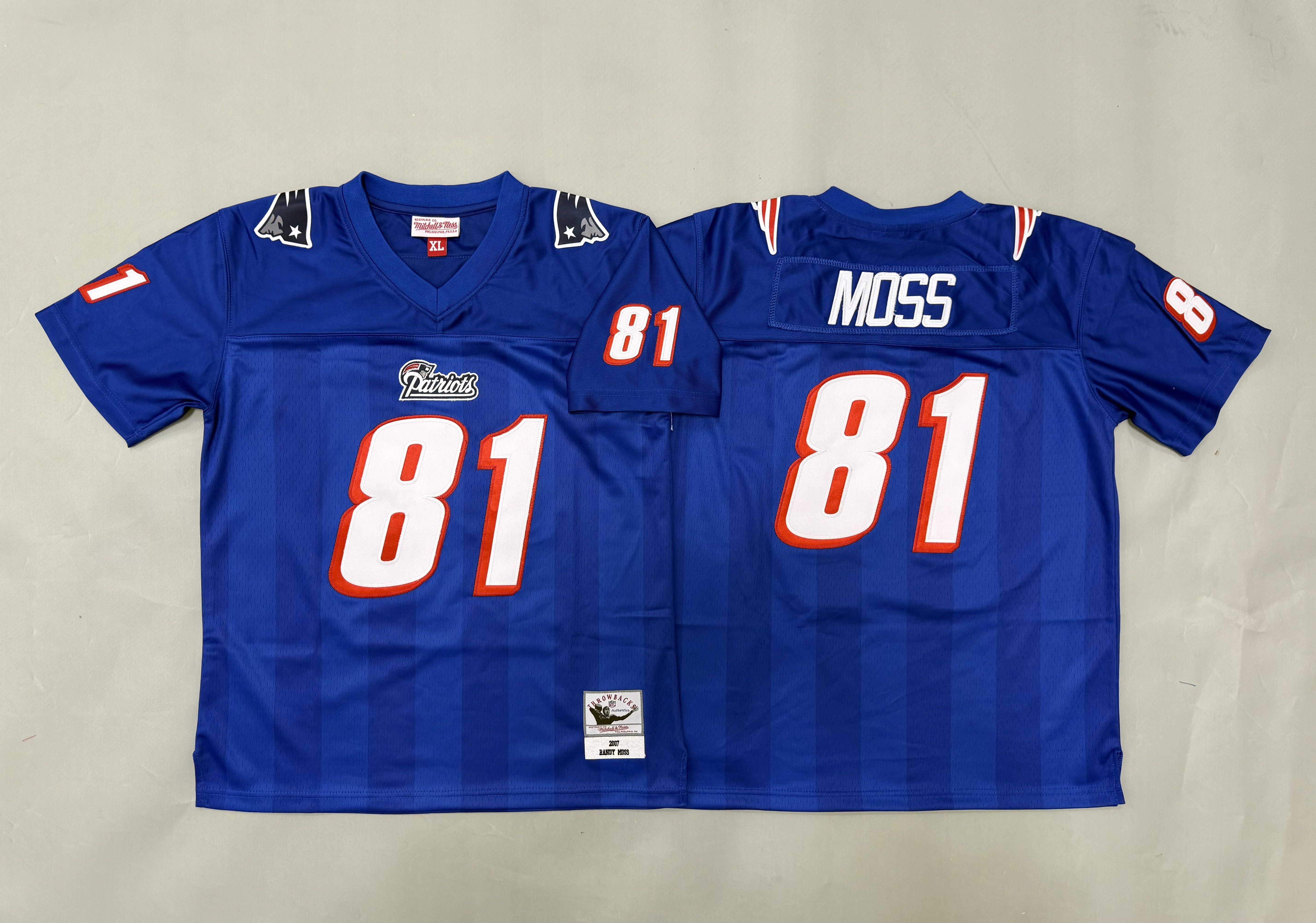 Youth 2026 New England Patriots #81 Moss Blue Throwback Limited NFL Jersey style 01->youth nfl jersey->Youth Jersey
